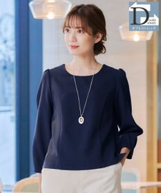 Tiaclasse L 【ダブルストレッチ】【洗える】タックパフ袖ブラウス