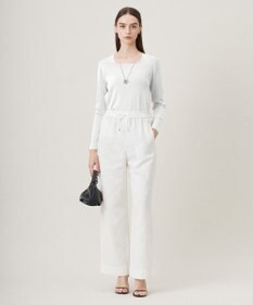 ICB 【洗える】 ライトスラブツイード ワイドパンツ