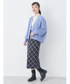 earth music&ecology ベロアモールケーブルカーディガン