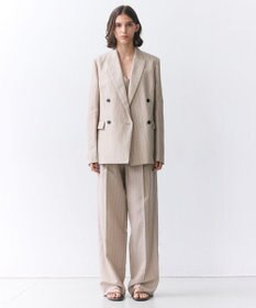 BEIGE， ERYTH / リネンストライプダブルジャケット