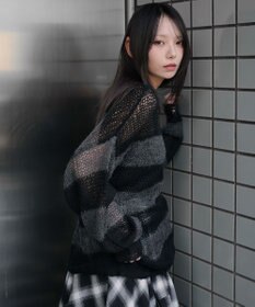 WEGO モヘアタッチボーダーBIGニット