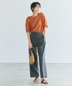 ICB 【洗える】 LinenLikeOx ワイドストレートパンツ