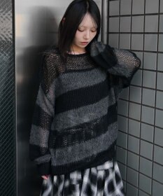 WEGO モヘアタッチボーダーBIGニット