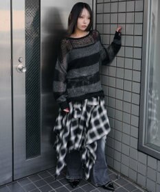 WEGO モヘアタッチボーダーBIGニット