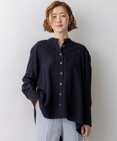 23区 【先行予約】ドビーストライプ バックタック フレアブラウス