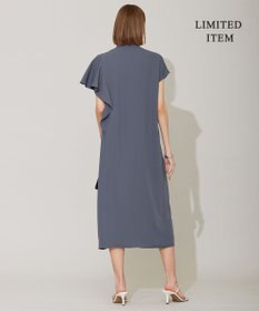 ICB 【接触冷感・UVケア・防シワ・洗える】エステルダブルクロス ラッフルスリーブワンピース