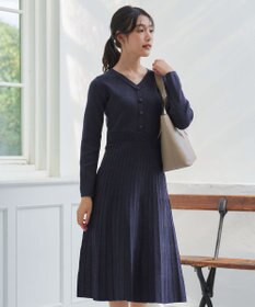 Tiaclasse 【洗える】くるみ釦ニットワンピース