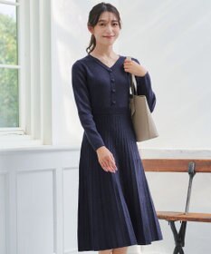 Tiaclasse 【洗える】くるみ釦ニットワンピース