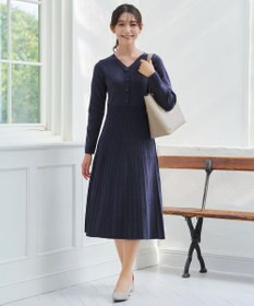 Tiaclasse 【洗える】くるみ釦ニットワンピース