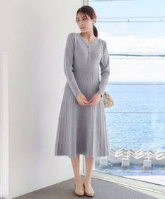 Tiaclasse 【洗える】くるみ釦ニットワンピース