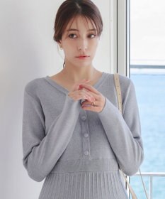 Tiaclasse 【洗える】くるみ釦ニットワンピース