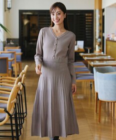 Tiaclasse 【洗える】くるみ釦ニットワンピース