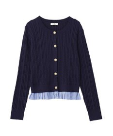 earth music&ecology 【予約】プリーツレイヤーケーブルニットカーディガン