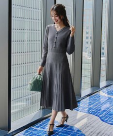 Tiaclasse 【洗える】くるみ釦ニットワンピース