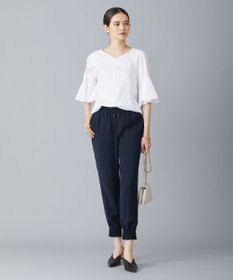 ICB 【洗える】コットンサテン　フレアスリーブブラウス