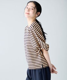 ANY L ツイストスリーブボーダートップス