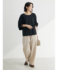 Green Parks 綿麻混イージーワイドパンツ