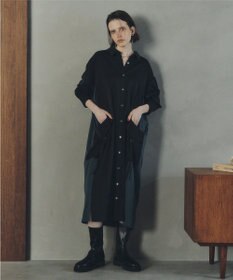 YECCA VECCA カーゴデザイン配色シャツワンピース