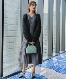 Tiaclasse 【洗える】くるみ釦ニットワンピース