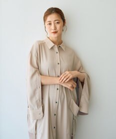 YECCA VECCA カーゴデザイン配色シャツワンピース