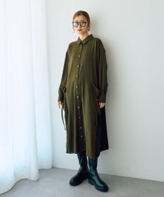 YECCA VECCA カーゴデザイン配色シャツワンピース