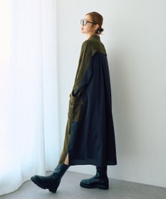 YECCA VECCA カーゴデザイン配色シャツワンピース