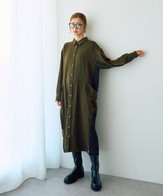 YECCA VECCA カーゴデザイン配色シャツワンピース