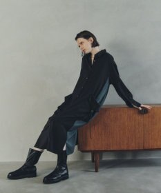 YECCA VECCA カーゴデザイン配色シャツワンピース