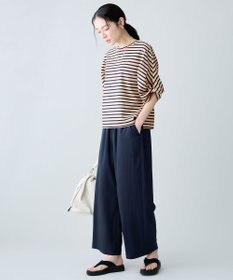 ANY L ツイストスリーブボーダートップス