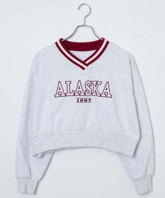 WEGO Vネックラインリブショートスウェット