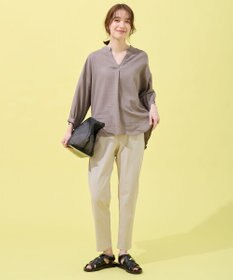 ANY L 【手洗い可能】ヨーロピアンリネンスキッパーネックブラウス