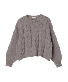 earth music&ecology ローゲージ手編み風ケーブルプルオーバー