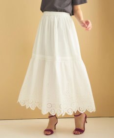 Feroux 【洗える】刺繍ティアード スカート