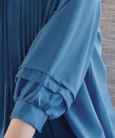 Tiaclasse L 【洗える】パフ袖ピンタックロングワンピース