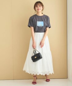 Feroux 【洗える】刺繍ティアード スカート