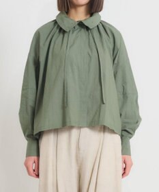 muuc 〈多彩な着方が叶う〉〈衿立て＆衿折り〉〈遠州織物の工場で織られた上質なコットン100%生地〉リボン紐付き多様衿 羽織り＆シャツ