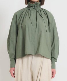 muuc 〈多彩な着方が叶う〉〈衿立て＆衿折り〉〈遠州織物の工場で織られた上質なコットン100%生地〉リボン紐付き多様衿 羽織り＆シャツ