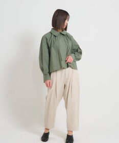 muuc 〈多彩な着方が叶う〉〈衿立て＆衿折り〉〈遠州織物の工場で織られた上質なコットン100%生地〉リボン紐付き多様衿 羽織り＆シャツ