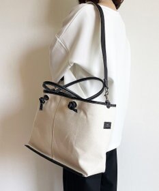 Hekhèr Le Style de Vie 【日本製 / A4サイズ対応/2WAY】コットンキャンバス×シュリンクレザー ノットトートバッグ large