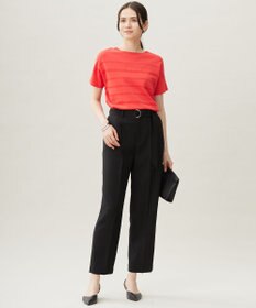 自由区 S 【接触冷感・UVカット・洗える】クレープストレッチボーダー ニット