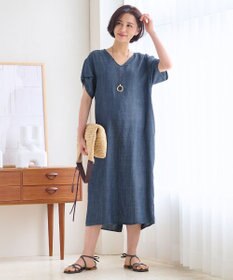 自由区 【洗える・XSサイズあり】テンセルリネンデニム ワンピース