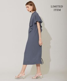 ICB 【接触冷感・UVケア・防シワ・洗える】エステルダブルクロス ラッフルスリーブワンピース