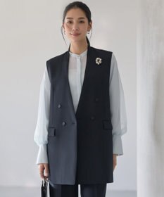 ICB ハイツイストダブルクロス ノーカラージレ ネイビー