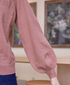 Tiaclasse 【洗える】透かし柄ニットコンビカーディガン