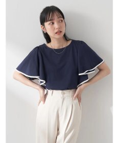 earth music&ecology パイピングフレアスリーブカットソー