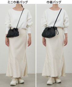 russet レザー巾着ミニショルダーバッグ(CE-1637)