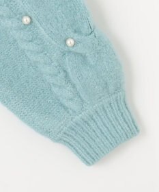 Feroux 【洗える】パールスリーブ ケーブルニット