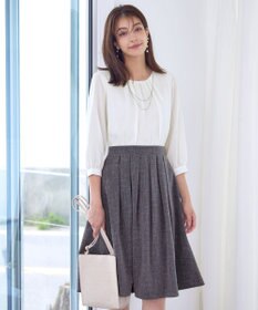 Tiaclasse 【洗える】ブラウスドッキングツイードワンピース