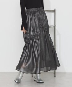 earth music&ecology シャイニーアシンメトリーギャザースカート