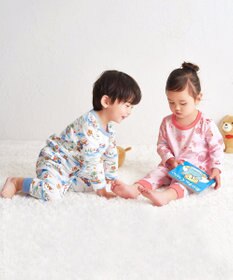 MIKI HOUSE HOT BISCUITS 【80-120cm】 リゾートビーンズ 腹巻き付き タック天竺素材 長袖パジャマ